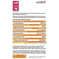 Avide LED Asztali Lámpa Minimal Fehér 4W